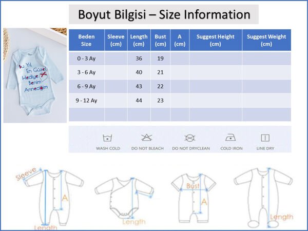 Yazı Baskılı Uzun Kollu Bebek Çıt Çıtlı Body Bebek Zıbın