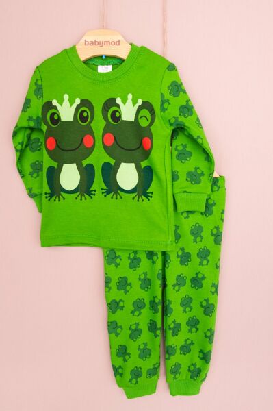 Kurbağa Baskılı Çocuk Pijama Takım