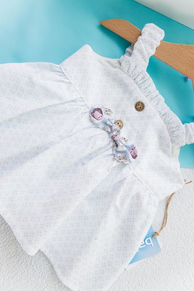 Kedi Figürlü Yazlık İkili Kız Bebek Elbise Takım