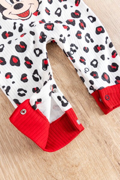 Fiğürlü Bandanalı Pamuk Kız Bebek Tulum Kırmızı