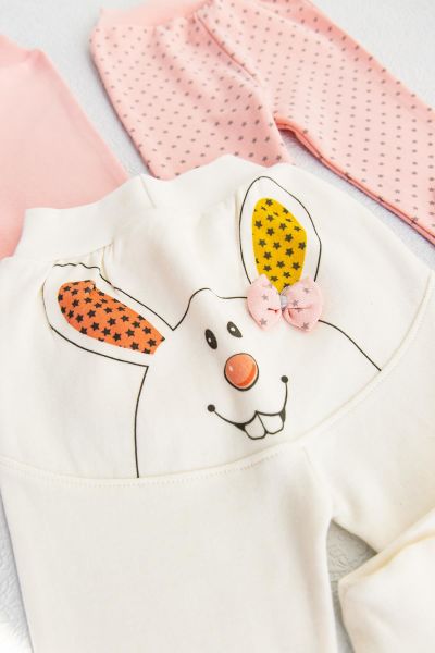 Üçlü Kız Bebek Patikli Tek Alt Pantolon Takım