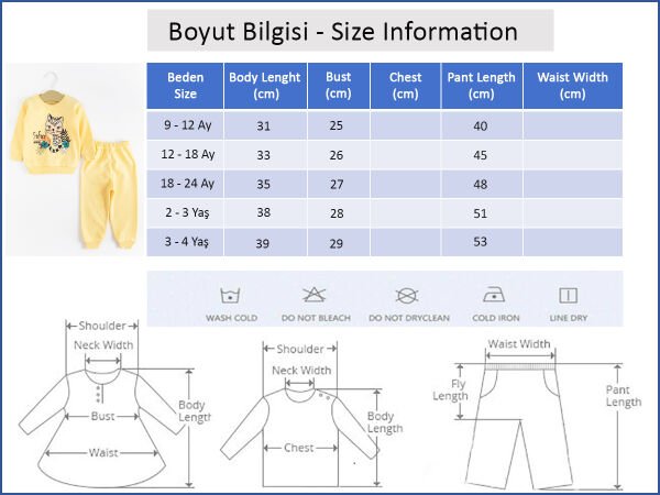 Figürlü Kız/Erkek Bebek Pijama Takımı SOMON - 3-4 Yaş
