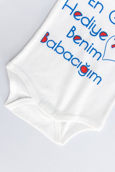 Yazı Baskılı Kısa Kollu Bebek Çıt Çıtlı Body Bebek Zıbın