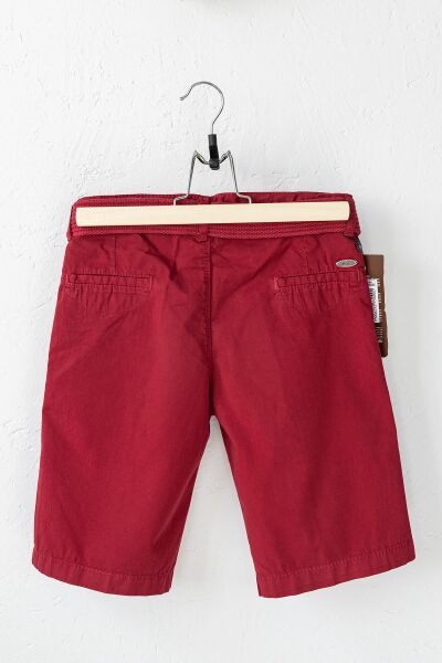 Gabardin Kumaş Kemerli Erkek Çocuk Kapri BORDO -  1-2 Yaş