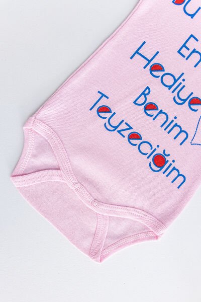 Yazı Baskılı Kısa Kollu Kız Bebek Çıt Çıtlı Body Bebek Zıbın