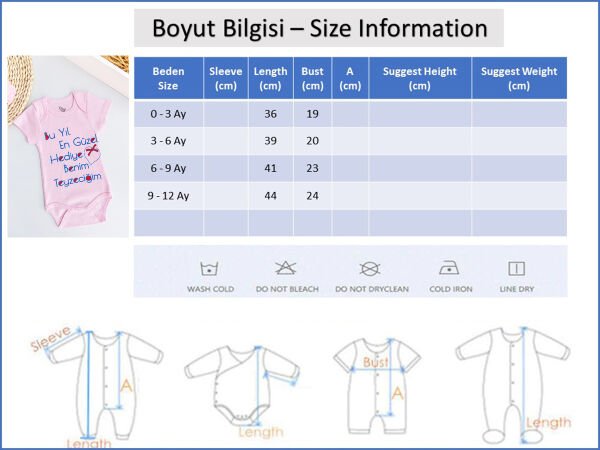 Yazı Baskılı Kısa Kollu Kız Bebek Çıt Çıtlı Body Bebek Zıbın