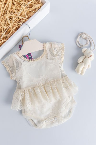 Kız Bebek Tulum Oyuncaklı Güpürlü Kız Bebek Tulum