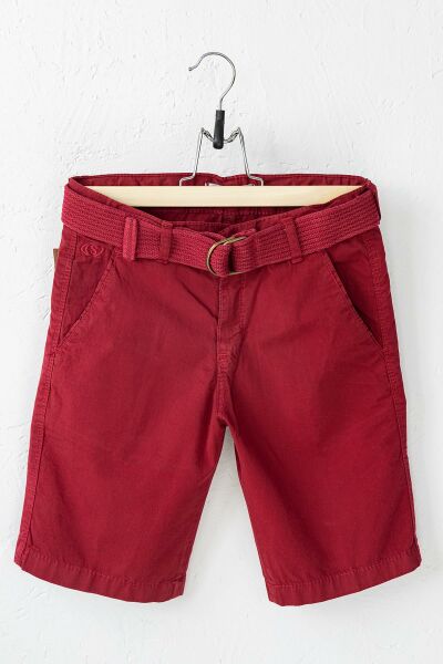Gabardin Kumaş Kemerli Erkek Çocuk Kapri BORDO - 8-9 Yaş