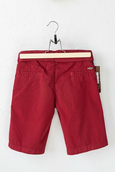 Gabardin Kumaş Kemerli Erkek Çocuk Kapri BORDO - 8-9 Yaş