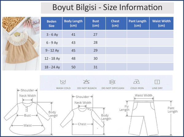 Yakası Güpürlü Uzun Kollu Kadife Kız Bebek Elbise