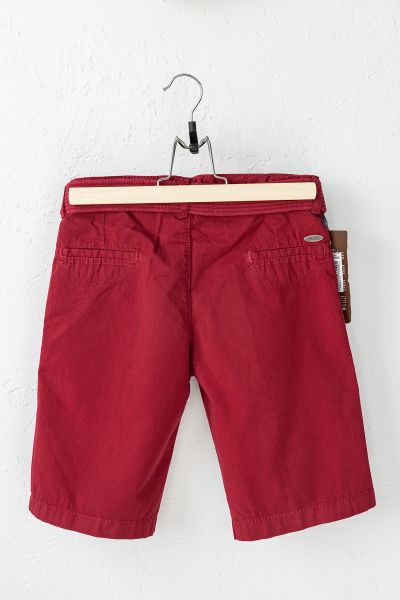 Gabardin Kumaş Kemerli Erkek Çocuk Kapri BORDO - 9-10 Yaş