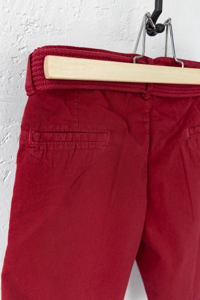 Gabardin Kumaş Kemerli Erkek Çocuk Kapri BORDO - 9-10 Yaş