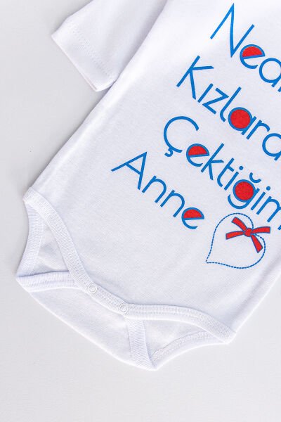 Yazı Baskılı Uzun Kollu Erkek Bebek Çıt Çıtlı Body Bebek Zıbın