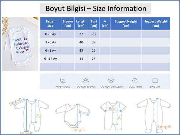 Yazı Baskılı Uzun Kollu Erkek Bebek Çıt Çıtlı Body Bebek Zıbın