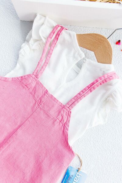 Puantiye Baskılı Kız Bebek Tulum Salopet Takım