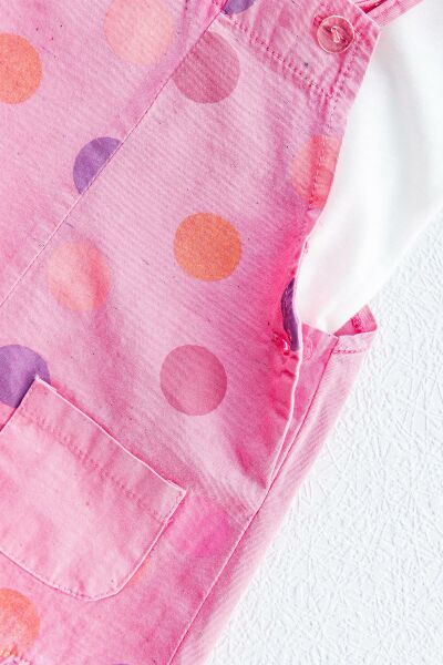 Puantiye Baskılı Kız Bebek Tulum Salopet Takım