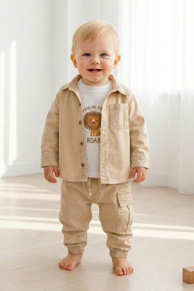 Gömlekli 3'lü Şık Erkek Bebek Takım Set