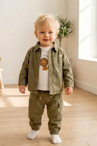 Gömlekli 3'lü Şık Erkek Bebek Takım Set