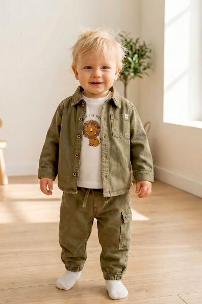 Gömlekli 3'lü Şık Erkek Bebek Takım Set