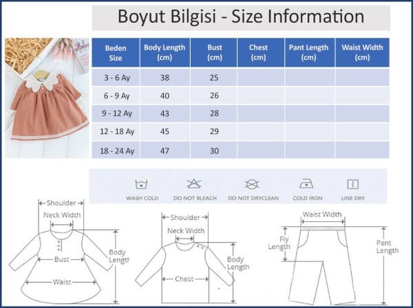 Örgü Yakalı Kol Detaylı Gabardin Kız Bebek Elbise