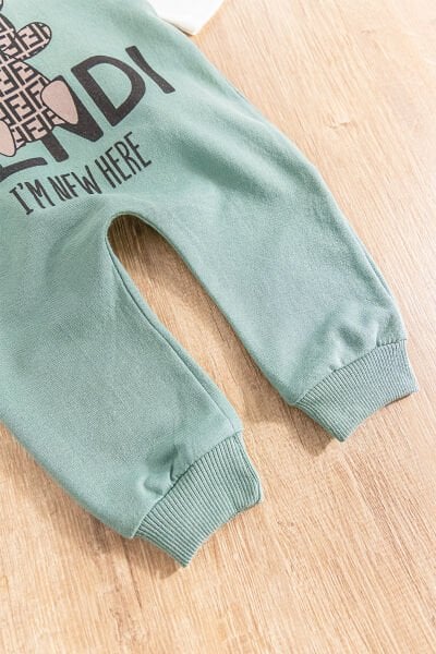 Ayıcık Desenli Erkek Bebek Tulum Salopet Takım