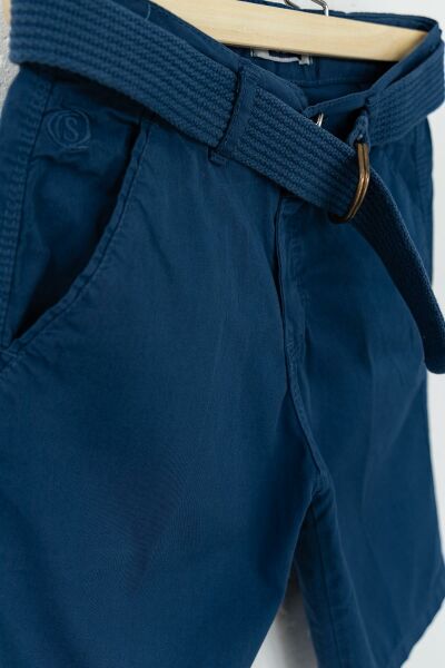 Gabardin Kumaş Kemerli Erkek Çocuk Kapri LACİVERT - 3-4 Yaş