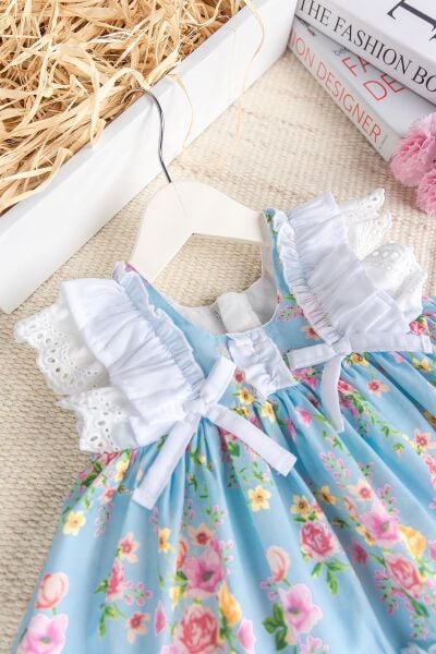 Paula Çiçekli Dogum Günü Özel Gün Şık Kız Bebek  Elbise