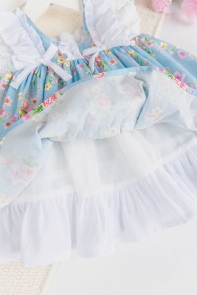 Paula Çiçekli Dogum Günü Özel Gün Şık Kız Bebek  Elbise