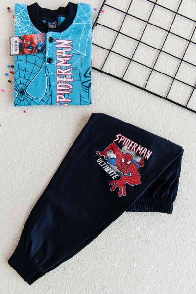 Spiderman Erkek Çocuk Pijama Takımı Çocuk Gecelik MAVİ -  5-6 Yaş