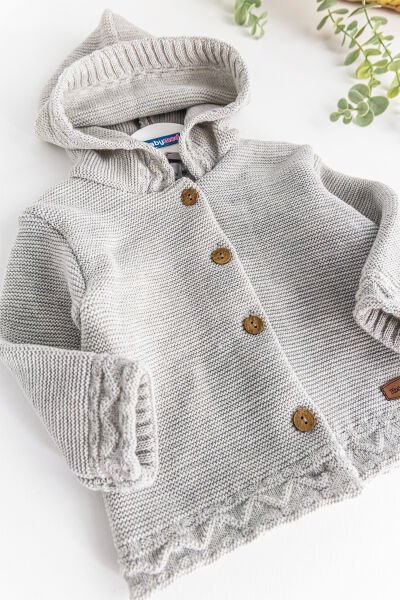 Kapüşonlu Triko Bebek Hırka