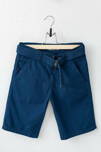 Gabardin Kumaş Kemerli Erkek Çocuk Kapri LACİVERT - 6-7 Yaş