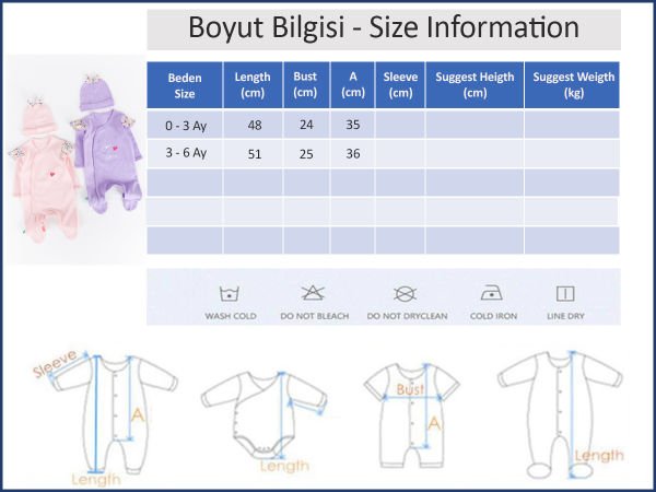 Kalp Baskılı Çiçekli 2'li Uzun Kollu Bebek Tulum Takım