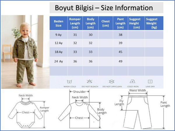 Şık 3'lü Ceketli Erkek Bebek Çocuk Takım Set