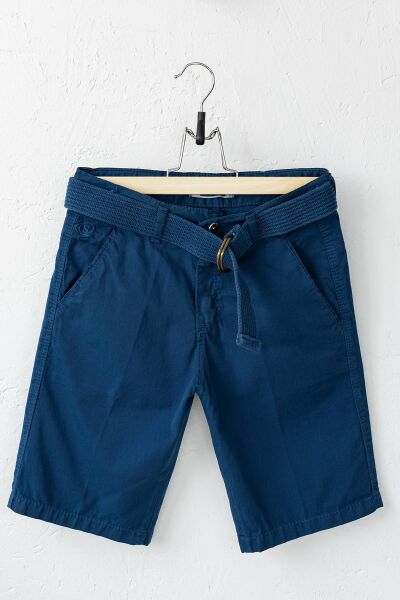 Gabardin Kumaş Kemerli Erkek Çocuk Kapri LACİVERT - 10-11 Yaş