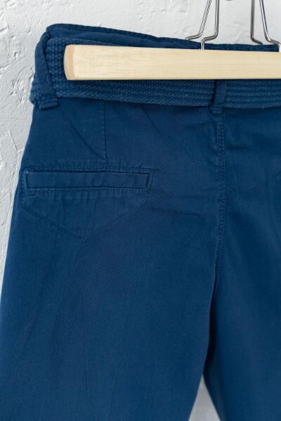 Gabardin Kumaş Kemerli Erkek Çocuk Kapri LACİVERT - 10-11 Yaş
