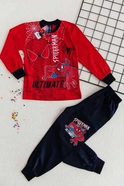 Spiderman Erkek Çocuk Pijama Takımı Çocuk Gecelik KIRMIZI - 9-10 Yaş