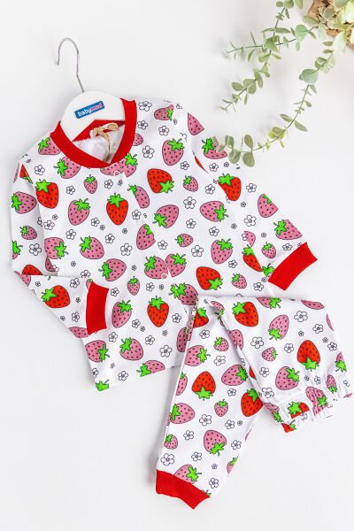 Çilek Desenli Kız Çocuk Pijama Takımı
