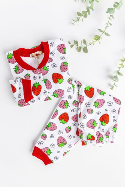 Çilek Desenli Kız Çocuk Pijama Takımı