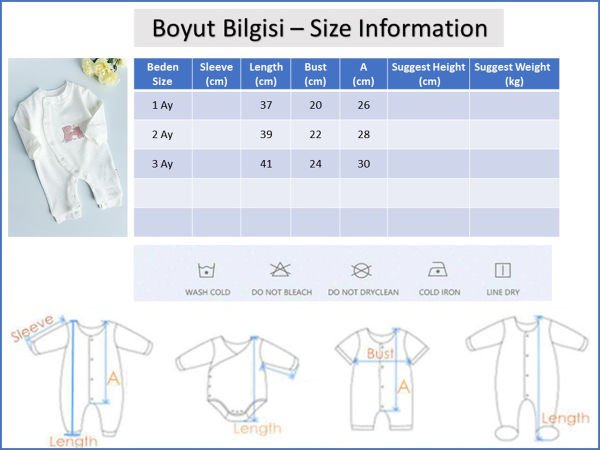 Prematüre Bebek Tulum Ayıcık Figürlü Kız Bebek Tulum