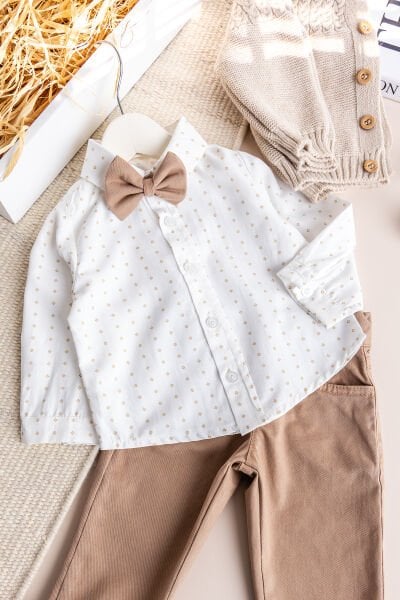 Triko Hırkalı 4 Parça Şık Erkek Bebek-Çocuk Takım Set