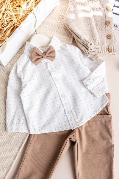 Triko Hırkalı 4 Parça Şık Erkek Bebek-Çocuk Takım Set