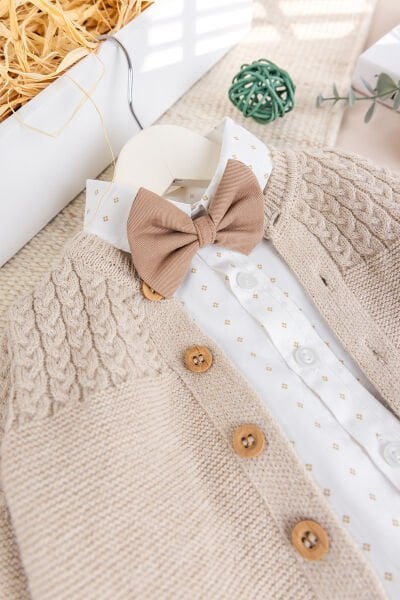 Triko Hırkalı 4 Parça Şık Erkek Bebek-Çocuk Takım Set