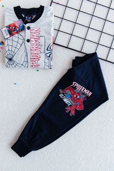 Spiderman Erkek Çocuk Pijama Takımı Çocuk Gecelik GRİ - 8-9 Yaş