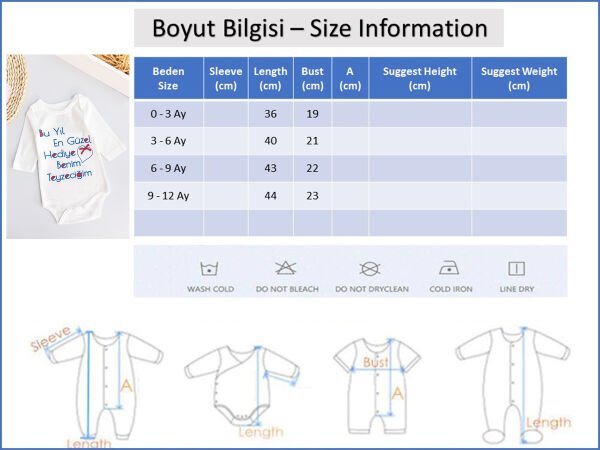 Yazı Baskılı Uzun Kollu Bebek Çıt Çıtlı Body Bebek Zıbın