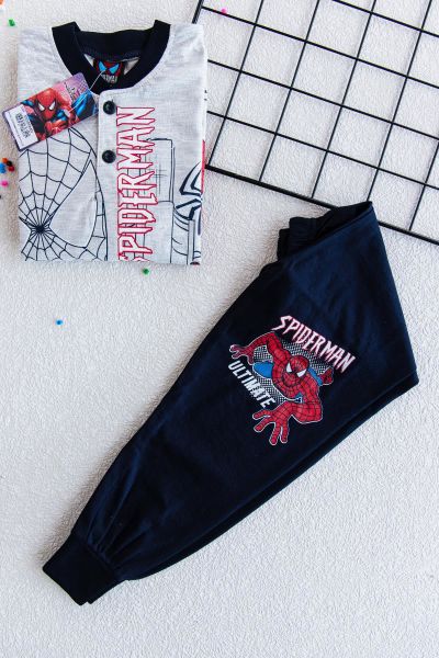 Spiderman Erkek Çocuk Pijama Takımı Çocuk Gecelik GRİ - 9-10 Yaş