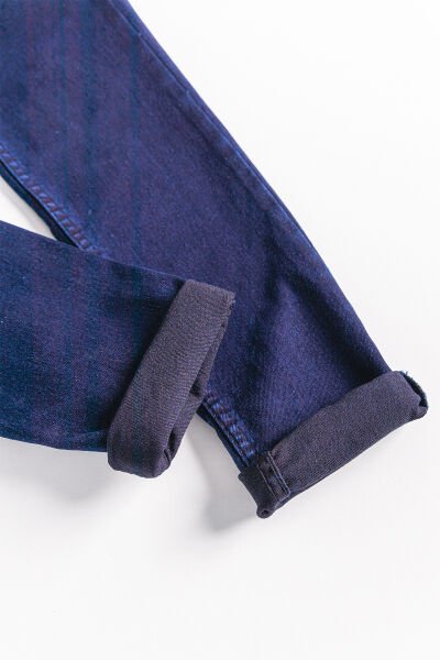Beli Lastikli Denim Kumaş Unisex Çocuk Denim Pantolon LACİVERT - 8-9 Yaş