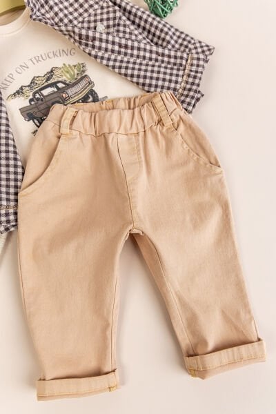 Gömlekli 3'lü 100% Pamuk Şık Erkek Bebek Takım Set