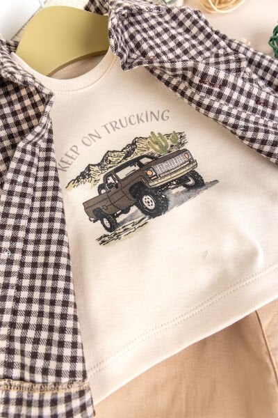 Gömlekli 3'lü 100% Pamuk Şık Erkek Bebek Takım Set