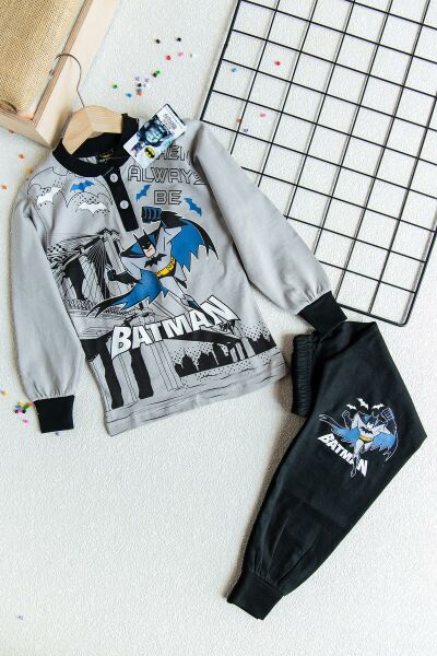 Batman Erkek Çocuk Pijama Takım GRİ - 8-9 Yaş
