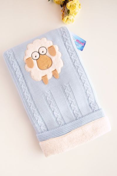 Triko Velsoft Kuzulu Erkek Bebek Battaniye